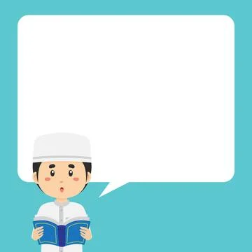 Muslim Character Pray with Text Bubbles Stock Illustration