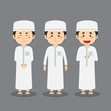 Muslim Character with Various Expression Stock Illustration