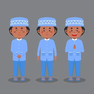 Muslim Character with Various Expression Stock Illustration