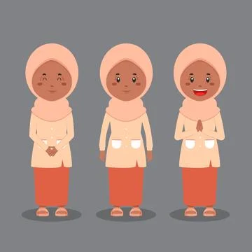 Muslim Character with Various Expression Stock Illustration