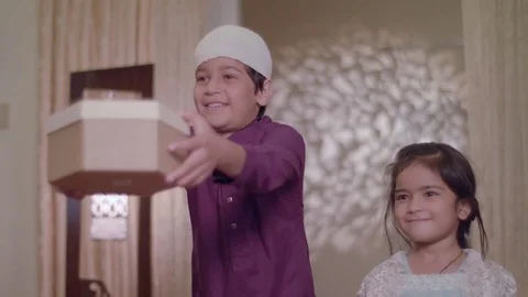 Muslim Children celebrating Eid Stock Footage 81180345
