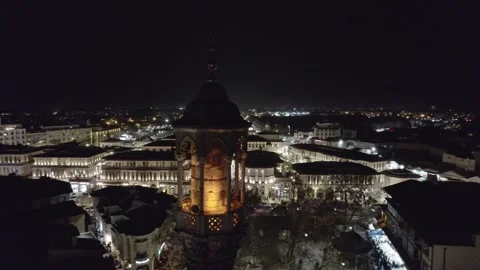 Muslim city of Koniya during Eid al Adha shooting at night from a drone Video stock 310786189