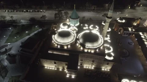 Muslim city of Koniya during Eid al Adha shooting at night from a drone 库存影片 310787481