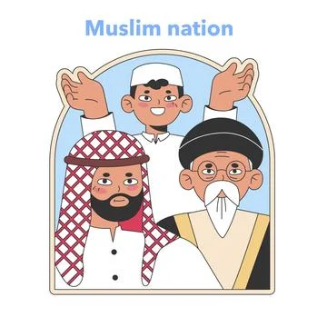 Muslim community unity concept. Flat vector illustration Stock Illustration