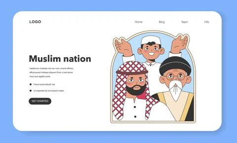 Muslim community unity concept. Flat vector illustration Stock Illustration