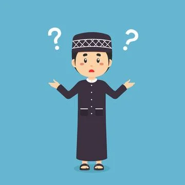 Muslim Confused with Question Mark Stock Illustration