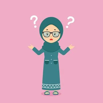 Muslim Confused with Question Mark Stock Illustration