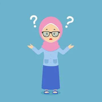 Muslim Confused with Question Mark Stock Illustration