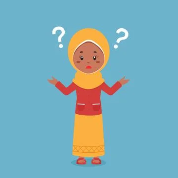 Muslim Confused with Question Mark Stock Illustration