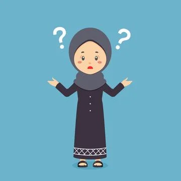 Muslim Confused with Question Mark Stock Illustration