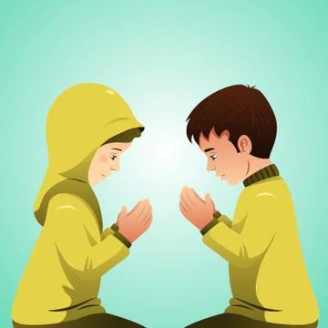 Muslim Couple Praying Illustrazione stock