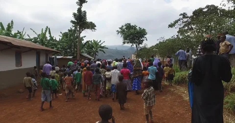 A Muslim crowd attending the mosque for prayer in Mbale, Uganda Stock Footage 109495018