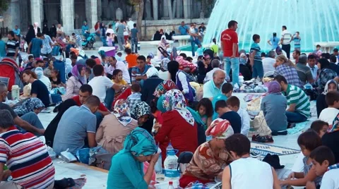 Muslim Crowd in Ramadan Stock Footage 50122222
