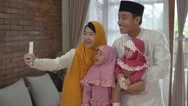 Muslim Family Using Video Calling Stock Footage