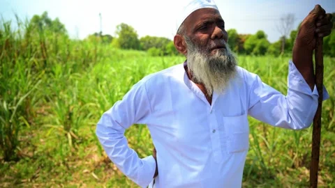 Muslim Farmer Talking Alone Stock Footage 293570387