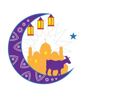 Muslim Feast eid-al Adhad or Feast of Sacrifice Goat version. Stock Illustration