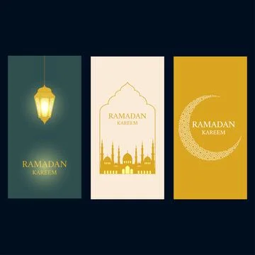 The Muslim feast of the holy month of Ramadan Kareem. Set of posters or invit Stock Illustration