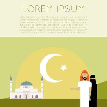 Muslim flat banner3 Stock Illustration