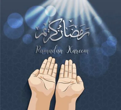 Muslim hands in pose of praying on ramadan backgrounds vector Stock Illustration