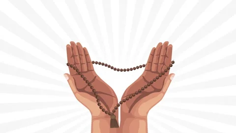Muslim hands with tasbih praying Stock Footage 232273091