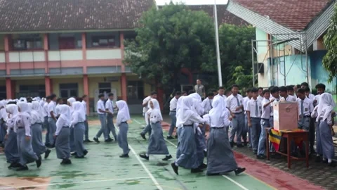 Muslim high school students in Java, Indonesia Stock Footage 323240196