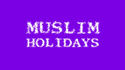 Muslim Holidays cloud text effect violet isolated background Stock Footage 139637556
