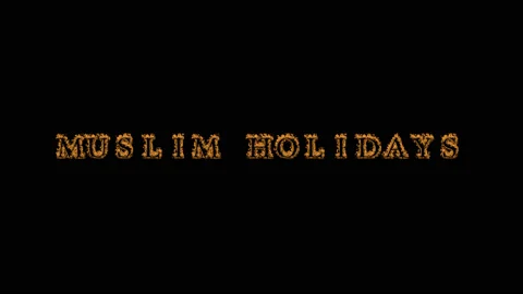Muslim Holidays fire text effect black background Stock Footage 136196734