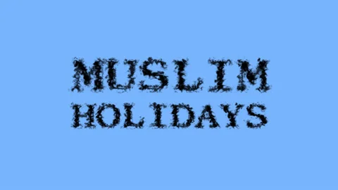 Muslim Holidays smoke text effect sky isolated background Stock Footage 139623786