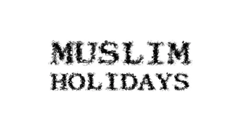 Muslim Holidays smoke text effect white isolated background Stock Footage 139623877