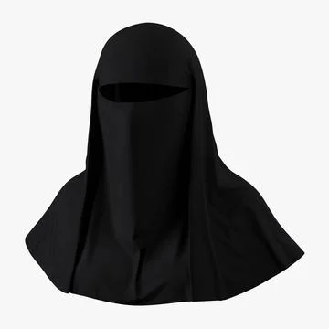 Muslim Islamic Women Burqa with Face Cover Niqab 3D Model