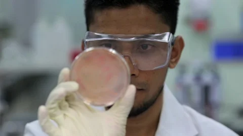 A muslim male scientist working in the laboratory Stock Footage