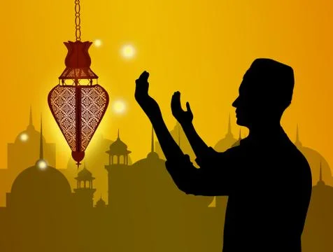 Muslim man in prayer Stock Illustration