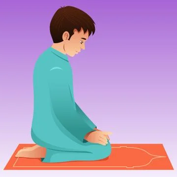 Muslim Man Praying Stock Illustration