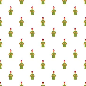Muslim man praying repeating pattern background Illustrazione stock