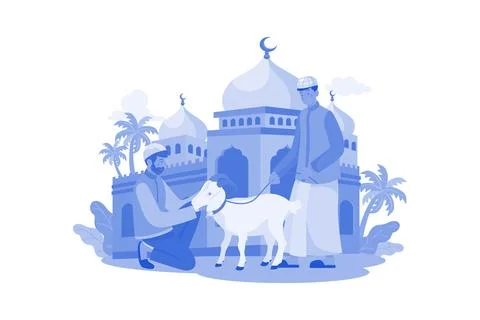 Muslim Man Purchasing Goat For Eid Stock Illustration