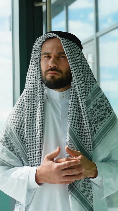 Muslim man respectfully holding hands in prayer position Stock Footage 316747287