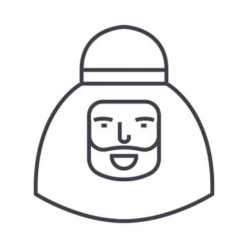 Muslim man vector line icon, sign, illustration on background, editable strok Stock Illustration