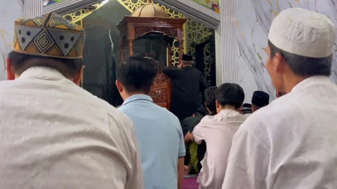 Muslim men sitting in the mosque during friday prayer Stock Footage 327228057
