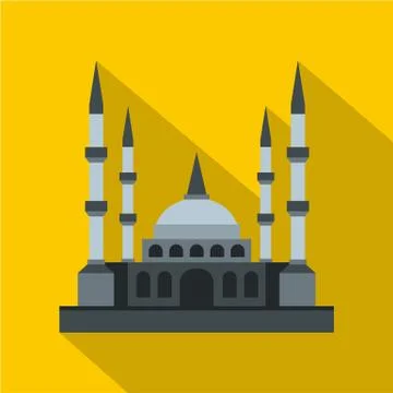 Muslim mosque icon, flat style Stock Illustration