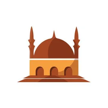 Muslim mosque isolated flat facade on white background Stock Illustration