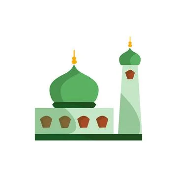 Muslim mosque isolated flat facade on white background Stock Illustration