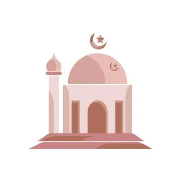 Muslim mosque isolated flat facade on white background Illustrazione stock