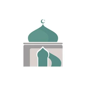 Muslim mosque isolated flat facade on white background Stock Illustration