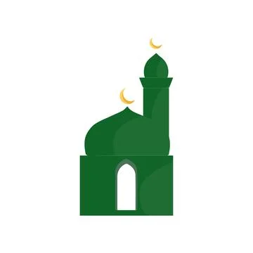 Muslim mosque isolated flat facade on white background Stock Illustration