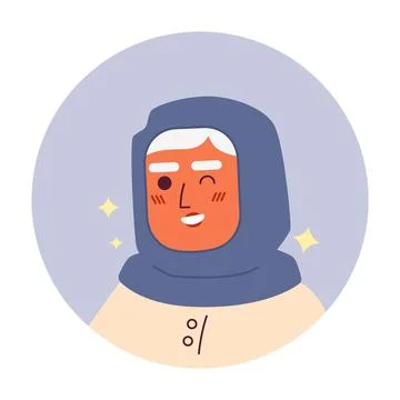 Muslim old lady winking expression 2D vector avatar illustration Ilustración de archivo