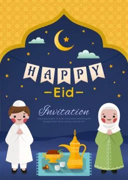 Muslim people preparing iftar Illustrazione stock