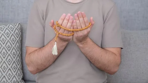 Muslim pray rosary Stock Footage 265092556