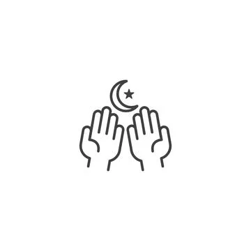 Muslim prayer hand, ramadan. Vector icon template Stock Illustration