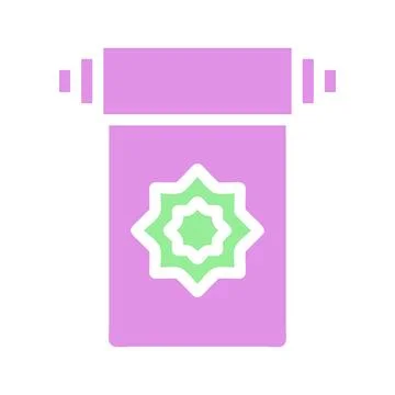 Muslim prayer mat vector design with pink and green Stock Illustration