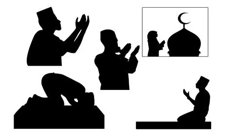 Muslim Prayer Vector Collection Stock Illustration